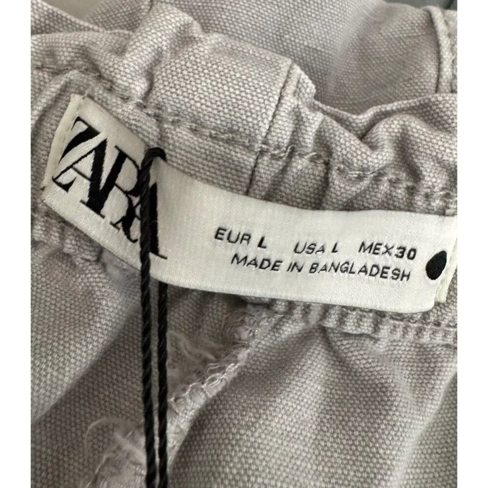 Zara LOW WAIST LOOSE JEANS linen‎ blend Collection baggy 90s grey sz L